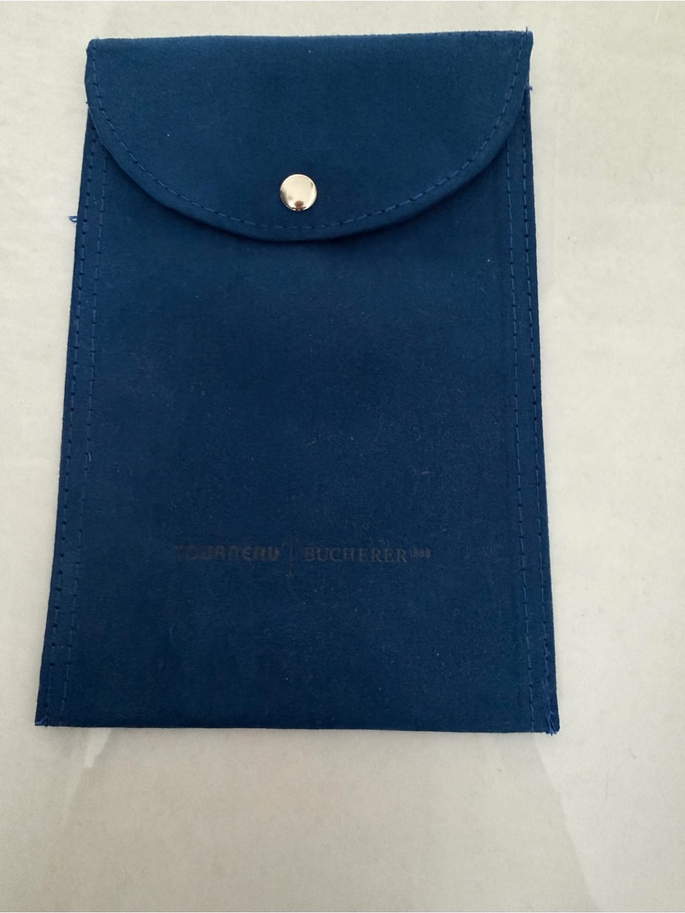 New Tourneau Bucherer 1888 Blue Suede Jewelry Watch Travel Pouch with Snap Close